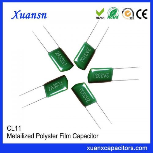 CL11 333J100V green polyester film capacitor