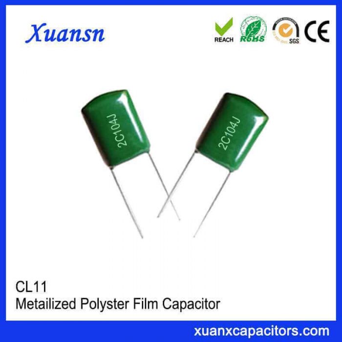 Braided polyester capacitor CL11 104J63V