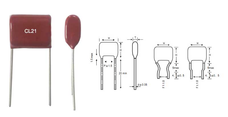 Cl21 Metallized Polyester Film Capacitor