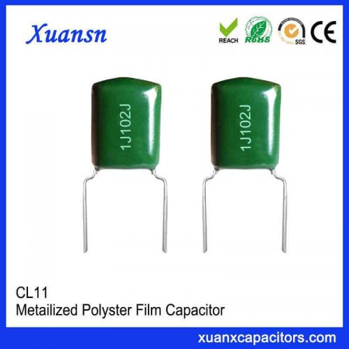 63V plug-in green polyester film capacitor
