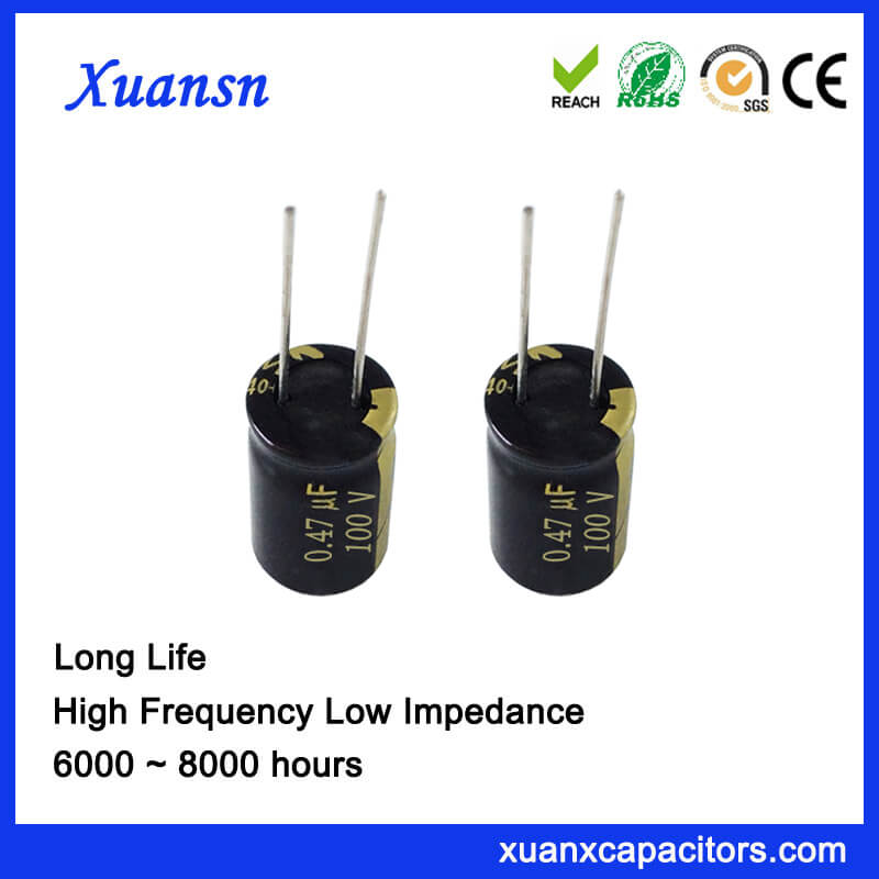 Rohs Compliance 0.47UF 100V Aluminum Electrolytic Capacitor