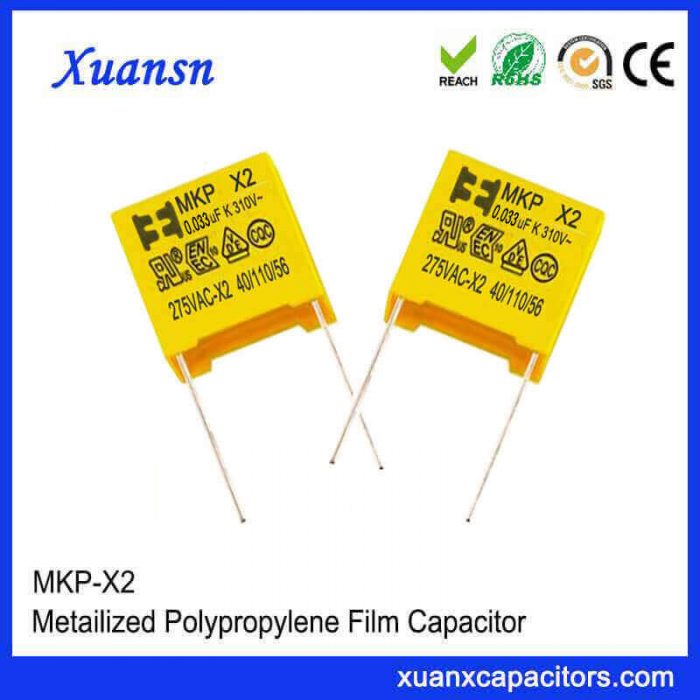 Unique ac 275v 0.033 uf x2 series dip safety capacitors