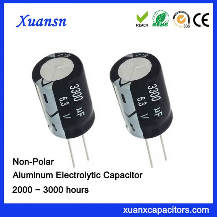Non-Polar Plug-in Capacitor 3300uf 6.3v Made in China