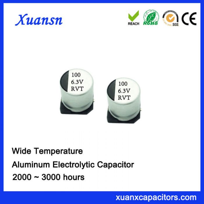 rvt smd aluminum electrolytic capacitor 100uf6.3v