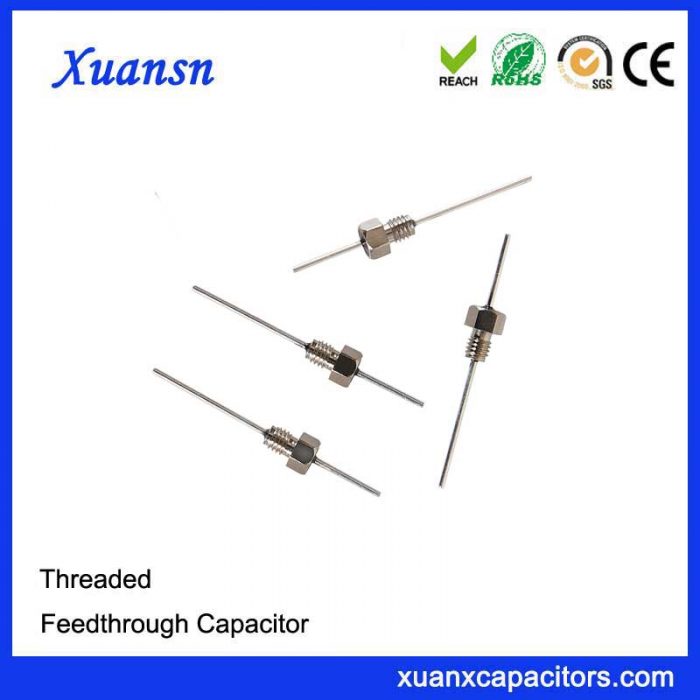 Spiral feedthrough capacitors