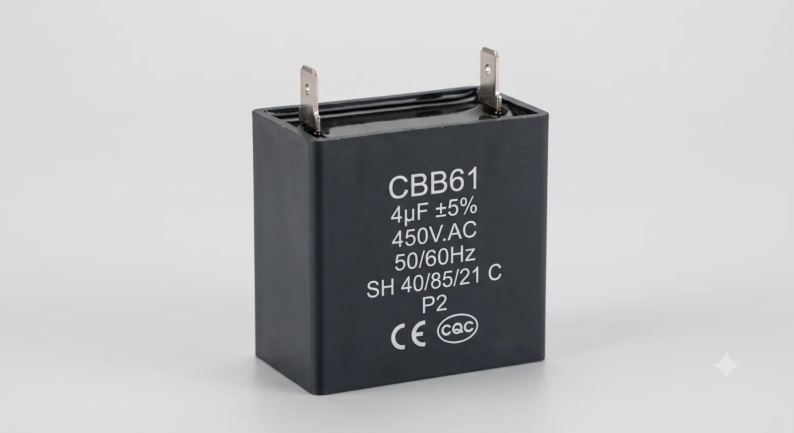 CBB61 square plastic shell AC motor start capacitor