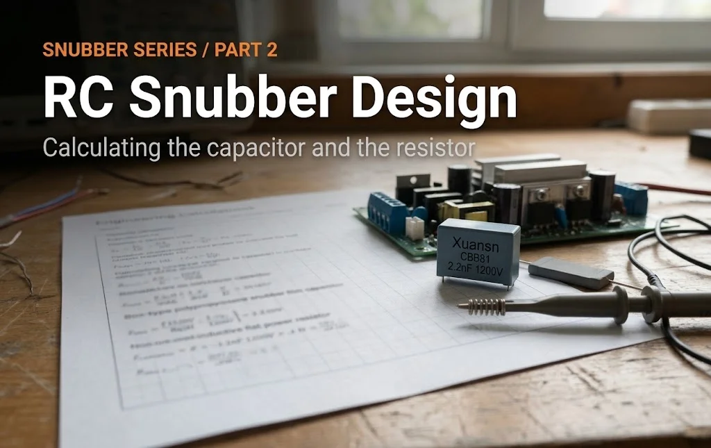 rc snubber design - calculating snubber capacitor and resistor values on a workbench