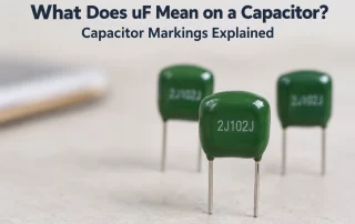 what does uF mean on a capacitor - green CL11 film capacitors marked 2J102J showing capacitor value codes